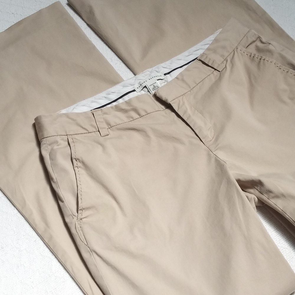 Banana Republic Khaki Stretch Pants Size 6 - Picture 3 of 7